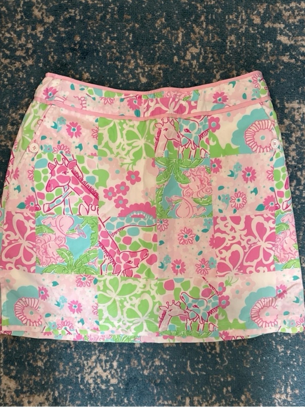 Vintage Lilly Pulitzer Pink, Green & Aqua Patchwork Mini Skirt